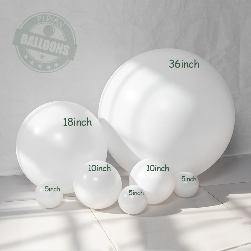 Globo redondo blanco puro mate grueso, 5 ", 10", 12 ", 18", 36 ", globos gigantes de helio de látex, decoración de cumpleaños para niña, decoración de boda
