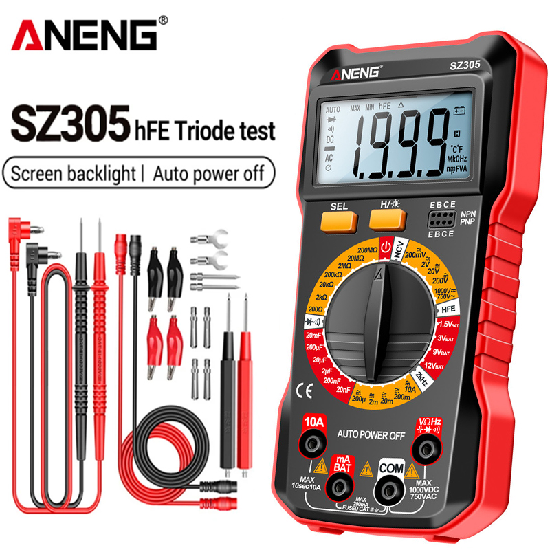 ANENG SZ305 デジタルマルチメータプロフェッショナル AC/DC 電圧電流計コンデンサ hFE 三極管 NCV 電圧誘導電気技師テスター