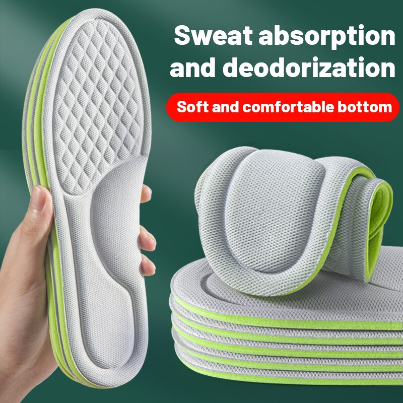 Palmilhas esportivas para sapatos 5d massagem desodorante macio respirável almofada absorvente de choque palmilhas de corrida para pés das mulheres dos homens