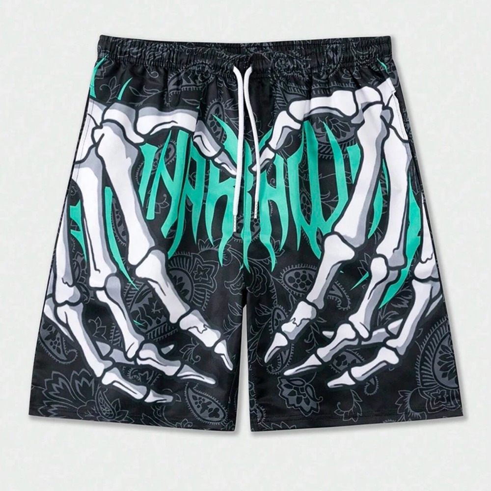 Harajuku Skull Hand Element 3DPrint Breatha Pantaloncini da uomo ad asciugatura rapida Street Casual Seaside Beach Swim Trunks Pantaloncini casual alla moda