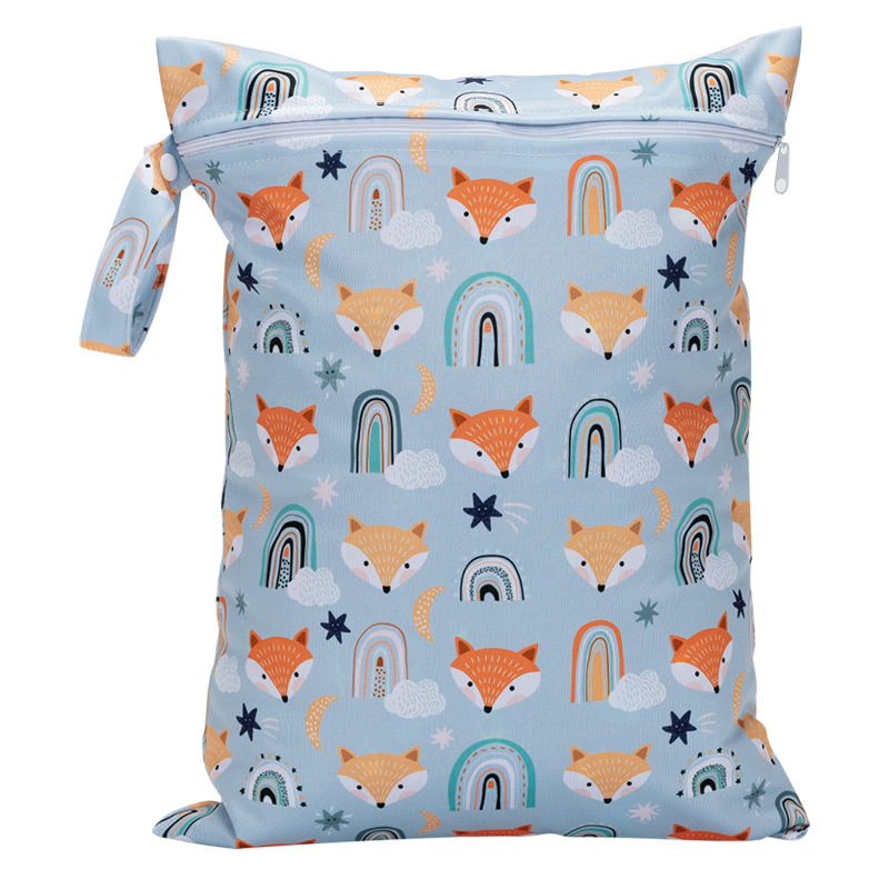 Saco de fraldas de bebê à prova dwaterproof água pano sacos de armazenamento de fraldas saco molhado tamanho 30*40cm pul impresso saco de mamãe de bolso único
