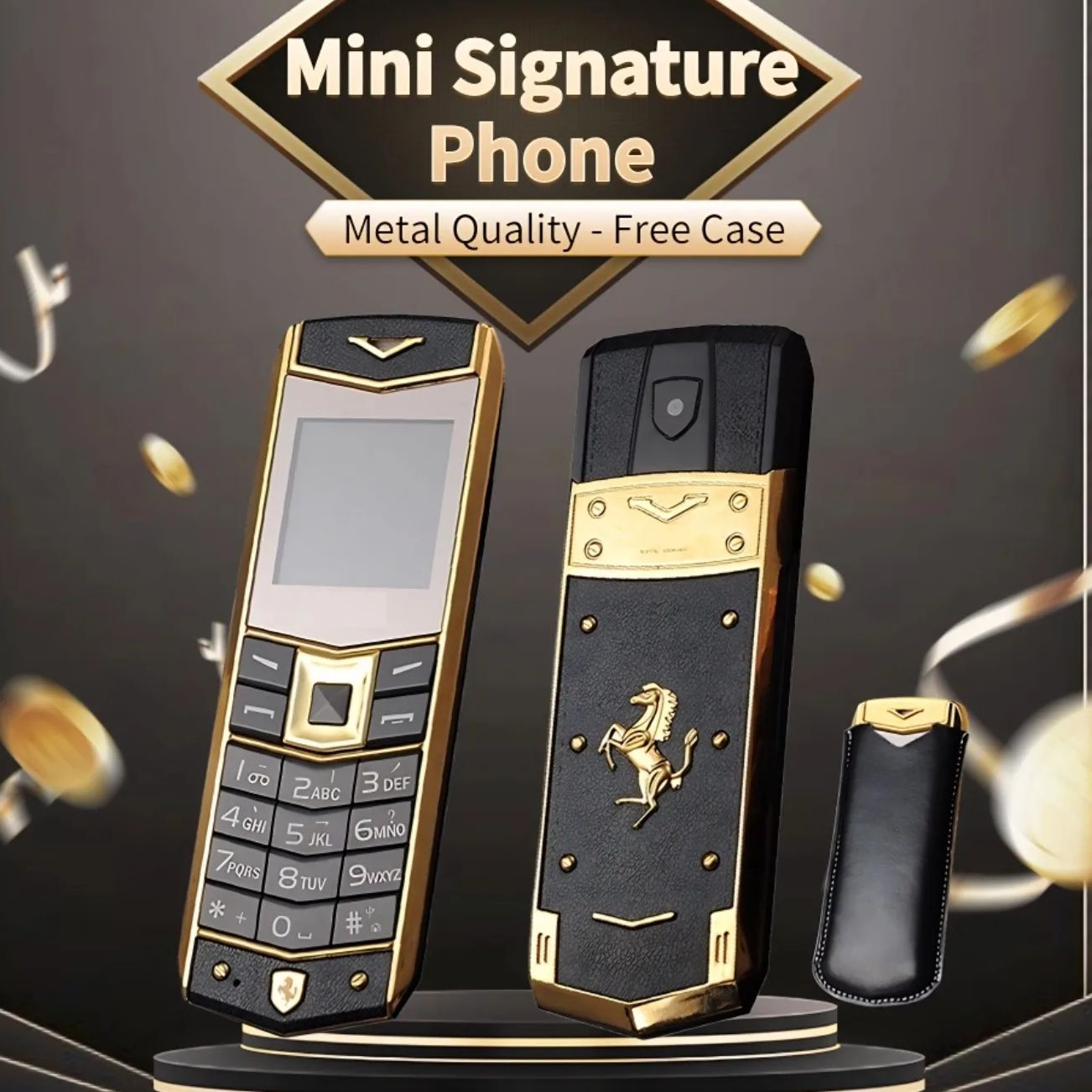 Mini teléfono móvil de lujo con firma delgada, doble SIM, Bluetooth, llamada, voz mágica, botón grande, MP3, Radio FM, Larga modo de reposo, teléfono móvil barato
