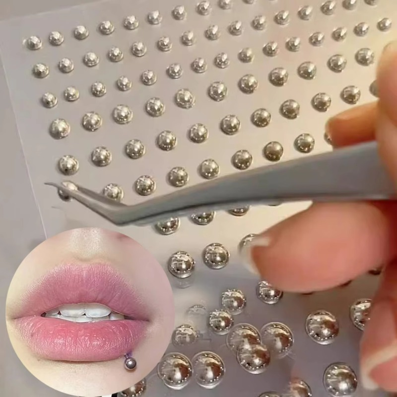 180 pçs não piercing lábio unhas adesivo auto adesivo à prova dwaterproof água reutilizável falso lábio prego sobrancelha nariz anel corpo umbigo jóias