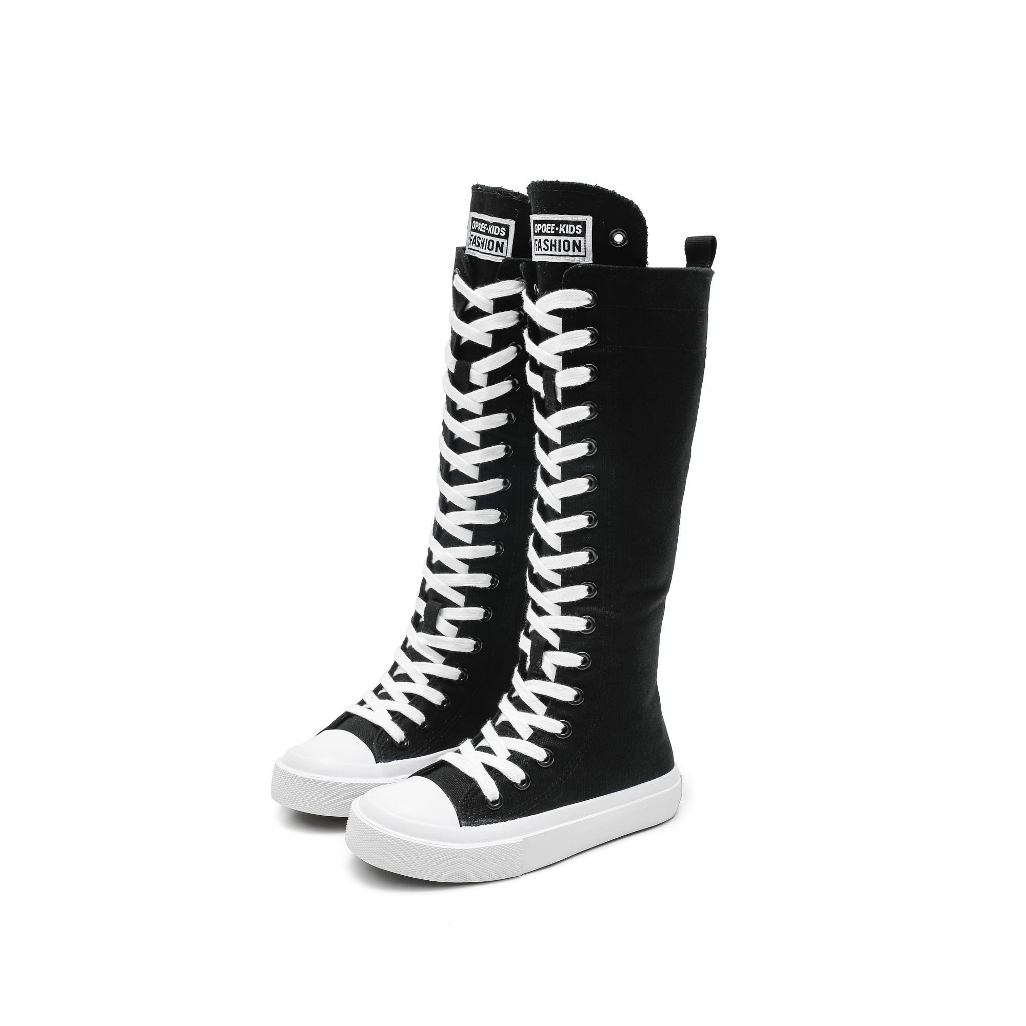 Tênis de Cano Alto em Cor Sólida, Versão Coreana, Tênis da Moda, Botas de Lona de Cano Alto, Elegantes e Respiráveis para Meninos e Meninas