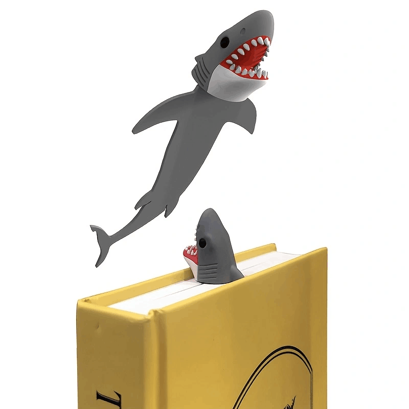 1/2/3pc Creative 3D Great White Shark Bookmark - Durable Plastic, Black with Red Teeth Detail Fun Bookmarks Book Marks