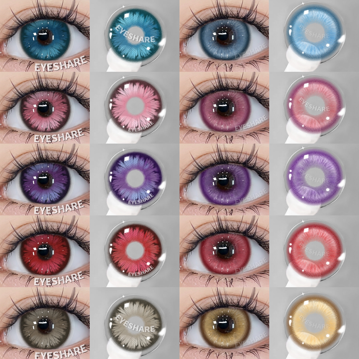 EYESHARE 1 paire de lentilles de contact colorées à la mode pour les yeux Contacts de couleur violette lentilles rouges lentilles souples roses maquillage de beauté annuel