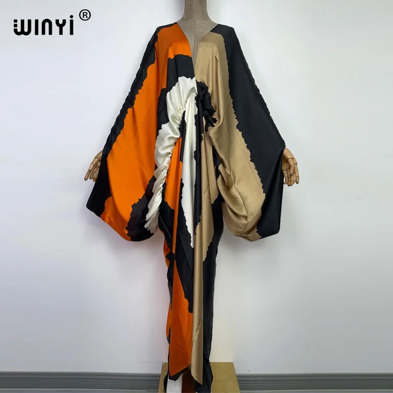 Europe bech sur la taille été mode imprimer 2022 WINYI caftan robe sexy femme Maxi femmes robes longue plage col en v robe bohème