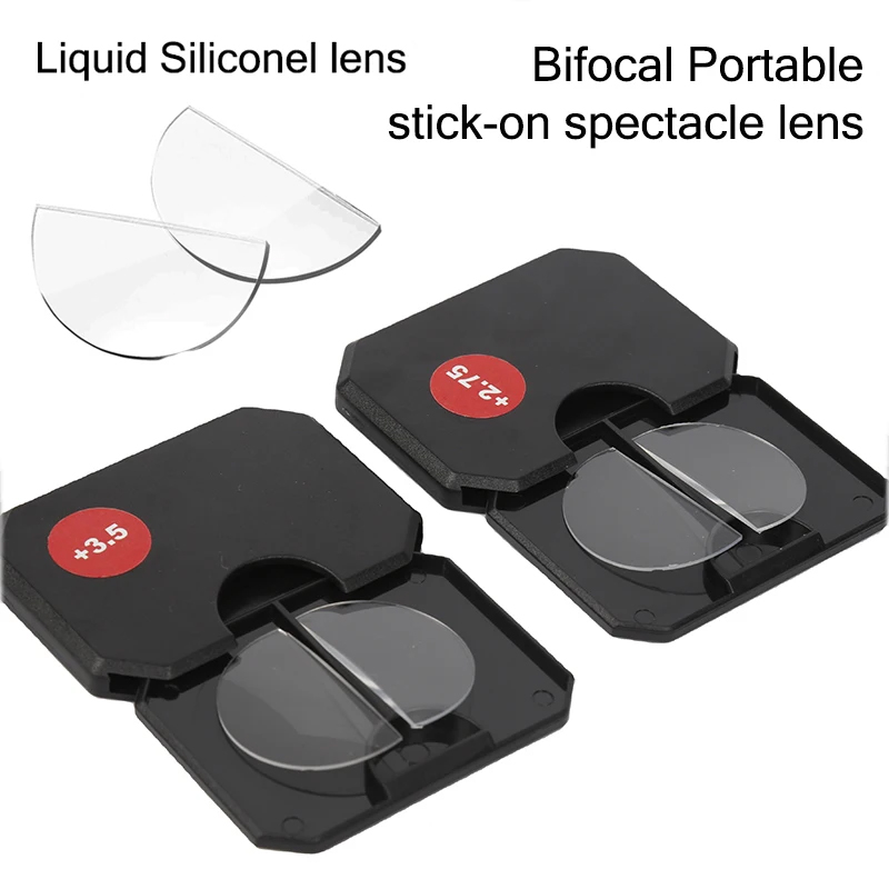 Lenti per occhiali da lettura bifocali in silicone liquido 2 pezzi Lenti presbiti adesive Ingrandimento Lenti ultraleggere bifocale riutilizzabili