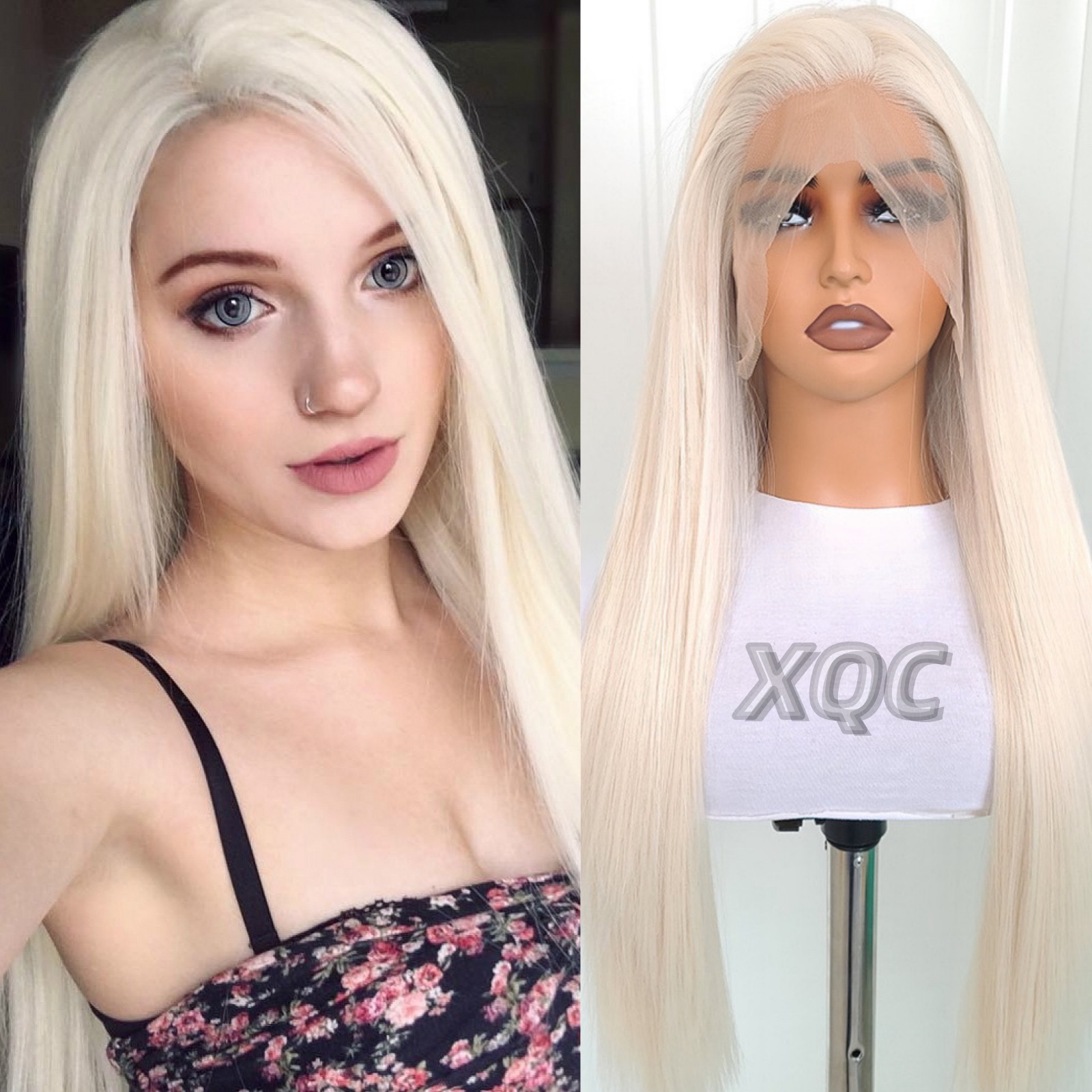 Peruca loira reta peruca dianteira do laço sintético sem cola peruca longa loira perucas de cabelo sintético para mulher platina branco loiro