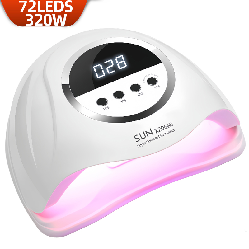 Lampe de séchage de vernis à ongles UV LED, 320W, 72LED, détection automatique, 4 minuteries, sèche-ongles professionnel, outils de salon de manucure