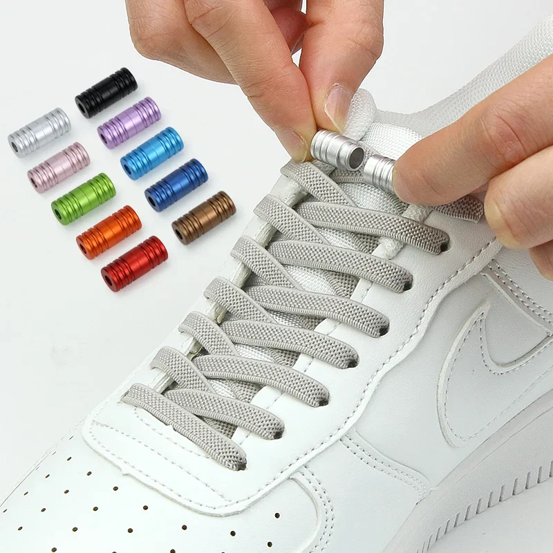 1Pair Elastic Tieless Shoelaces Shoe Laces No Tie Shoelace Sneakers Quick Lazy Shoe Strings Rubber Shoelace Metal Lock