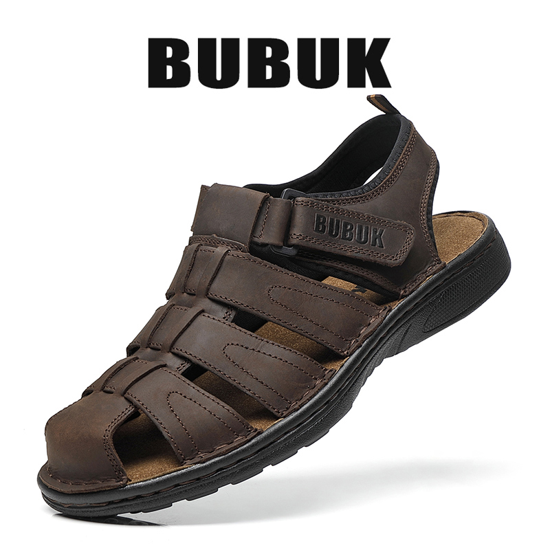 Sandálias Esportivas Masculinas Bubuk Feitas de Couro de Alta Qualidade, Sapatos Casuais Abertos e Antiderrapantes para Atividades ao Ar Livre, Sapatos de Praia Modernos, Leves e Confortáveis, Adequados para Homens e Mulheres, Ideais para Caminhadas ao Ar