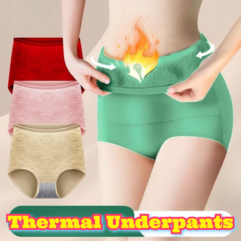 Cintura alta algodão roupa interior térmica calcinha de controle de barriga frente traseira velo forrado reforço antibacteriano não wedgie shapewear