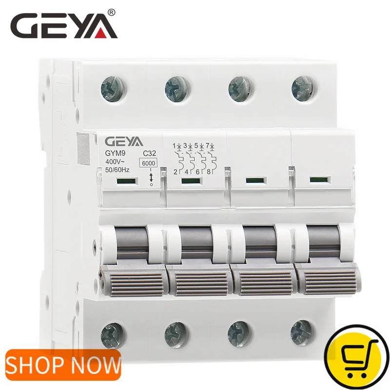 Disjoncteur miniature GEYA GYM9 4P MCB 6A-63A 6KA, capacité de coupure, rail DIN, type AC, fabricant direct usine