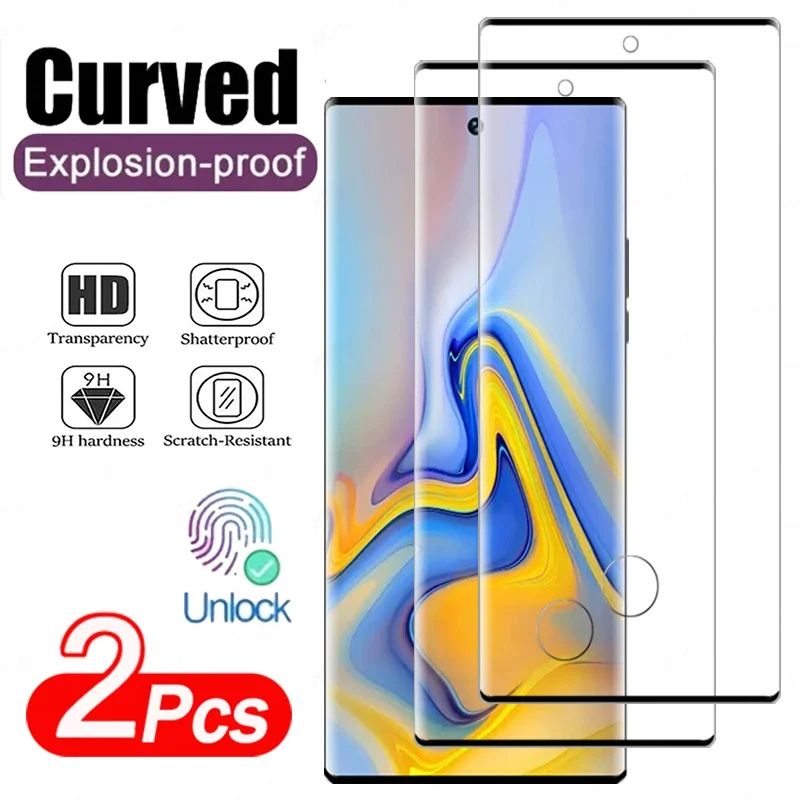 1-2 Stuks Gebogen Gehard Glas Voor Samsung Galaxy S24 Ultra S23 S22 S21 S20 Plus S10e Note 10 plus Screen Protectors HD Glas Film