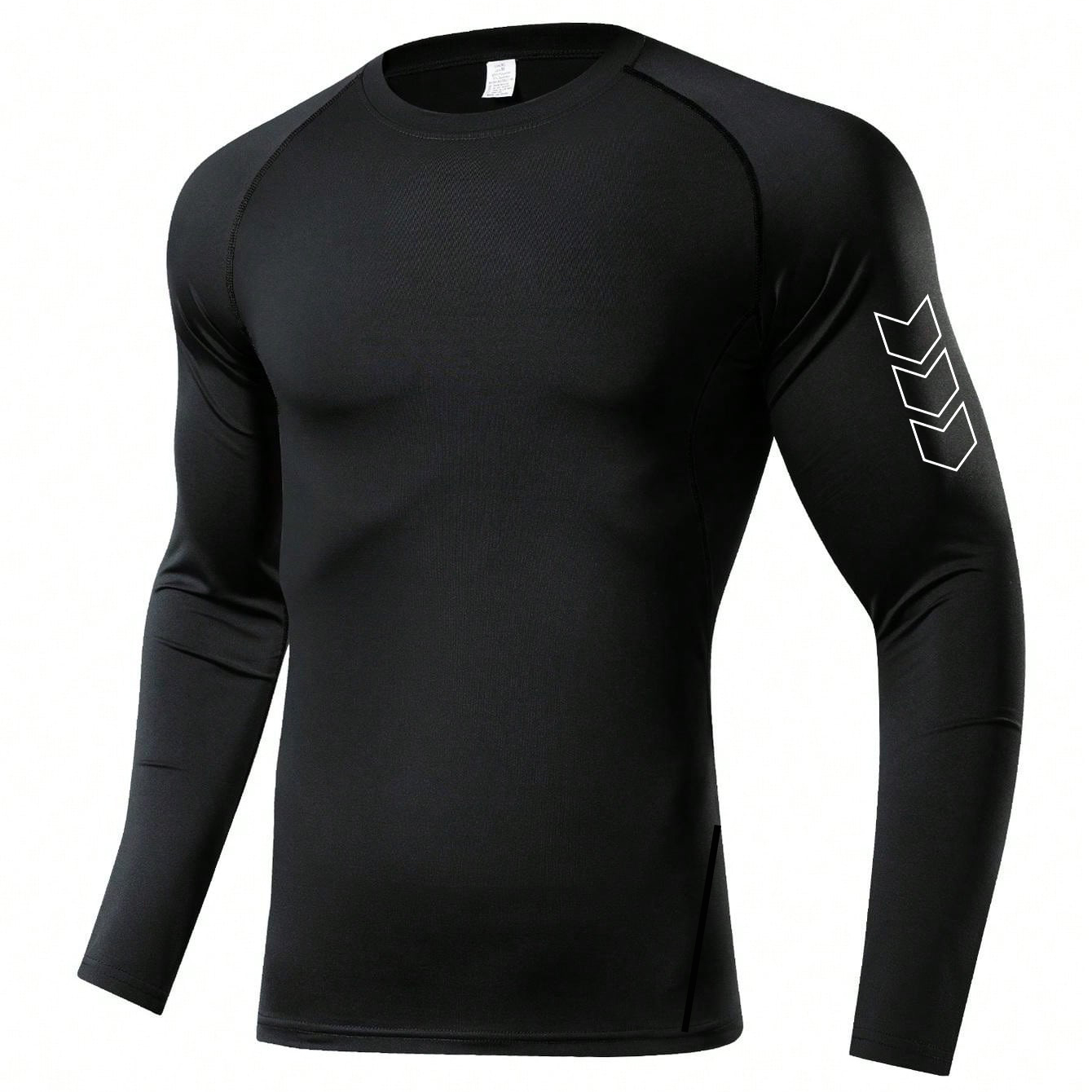 Chemise à manches longues de Compression pour hommes, T-shirt de Fitness noir, course à pied, séchage rapide, haut de sport, Protection solaire, couche de Base de sport