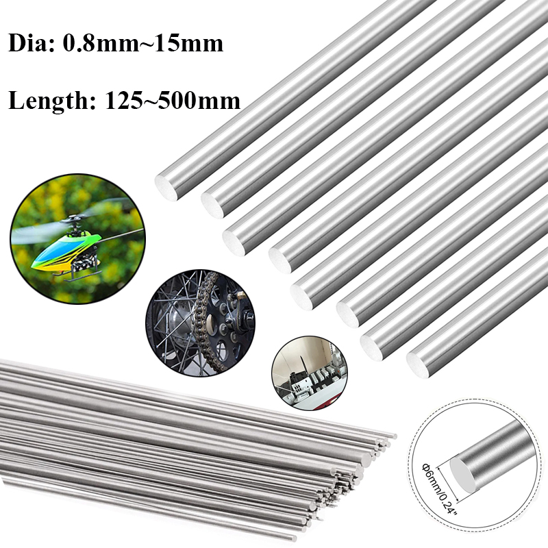 5 pz ~ 1 pz 0.8 ~ 15mm Diametro 304 Asta In Acciaio Inox 125/200/250/330/500mm Solidi Albero Rotondo Asta Bar per il FAI DA TE modello di auto