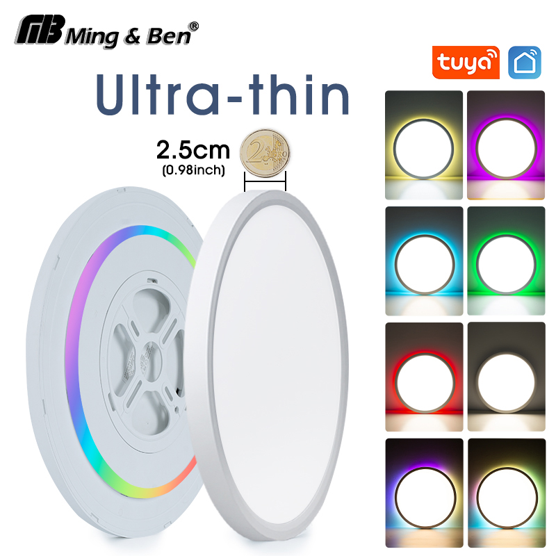 TUYA Smart Deckenleuchte 0,98 Zoll Ultradünn 36W/28W RGB Dimmen APP Fernbedienung Sprachsteuerung Alexa Google für Home Lighting Dekor