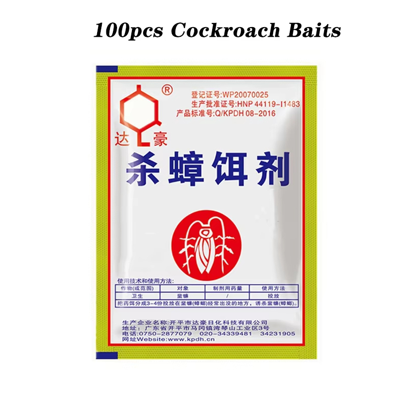 Trampa Repelente de Cucarachas, 100 Unidades, Veneno para Plagas, Control de Insectos en Interiores, Cocina, Hogar, Cebo Insecticida para Cucarachas