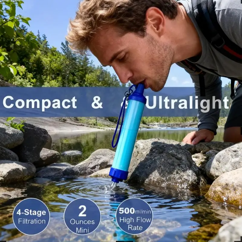Camping HikingEmergency Survival Portable Purifier - Outdoor Water Filter, Efficient Purification, Safe Drinking Water On-The-go