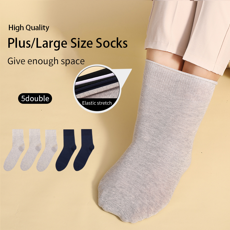 Chaussettes en coton pour hommes diabétiques, grande taille, 43-44-45-46-47-48-49-50, facile à porter, confortables, 5 paires