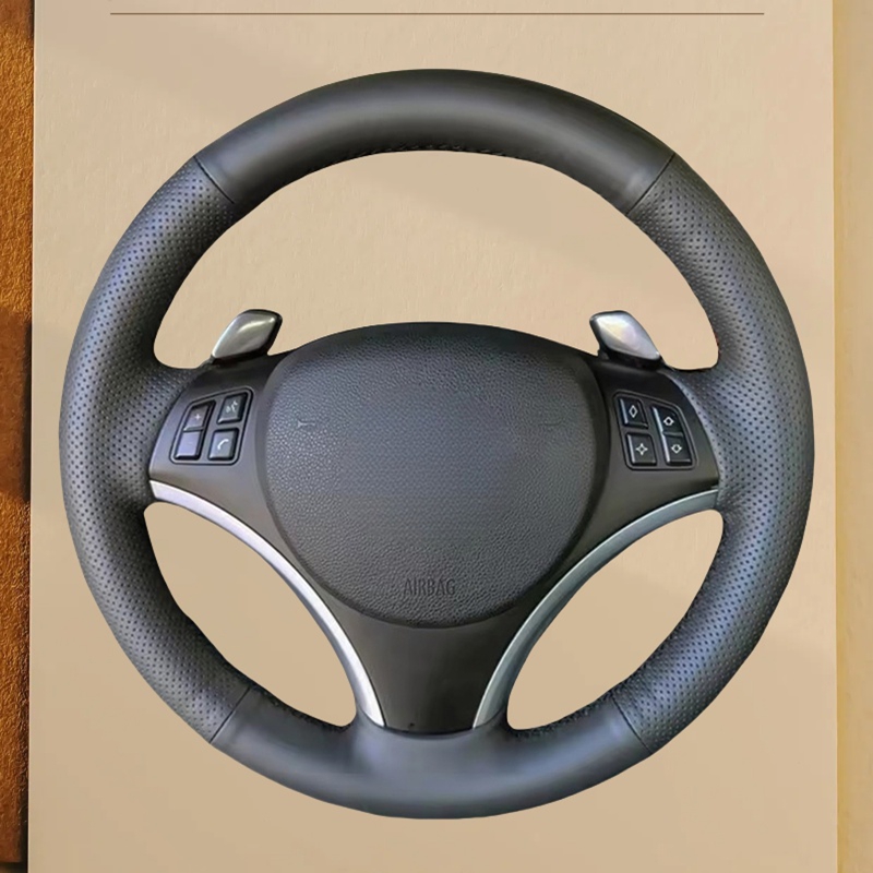 พวงมาลัยรถพวงมาลัยรถลื่นหนัง Braid อุปกรณ์เสริมสําหรับรถยนต์สําหรับ BMW 1 Series E81 E82 E87 E88 3 Series E90 E91 E92