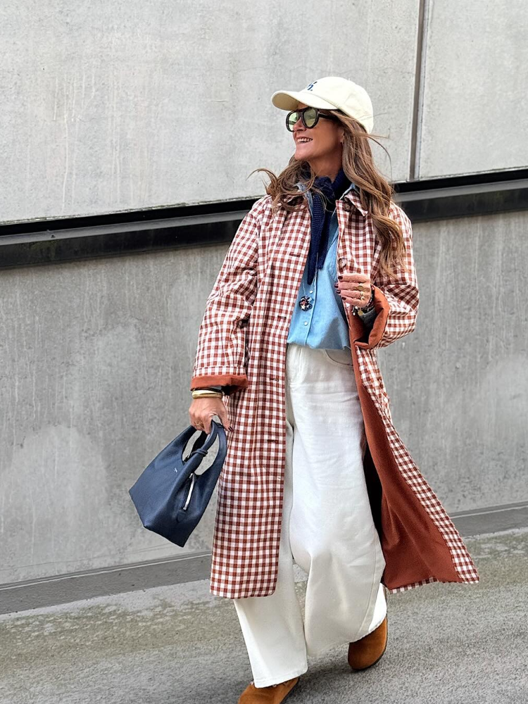 Trench-Coat à carreaux pour femmes, mode revers, simple boutonnage, manches longues, poches, manteaux longs, nouvelle collection automne, coupe-vent