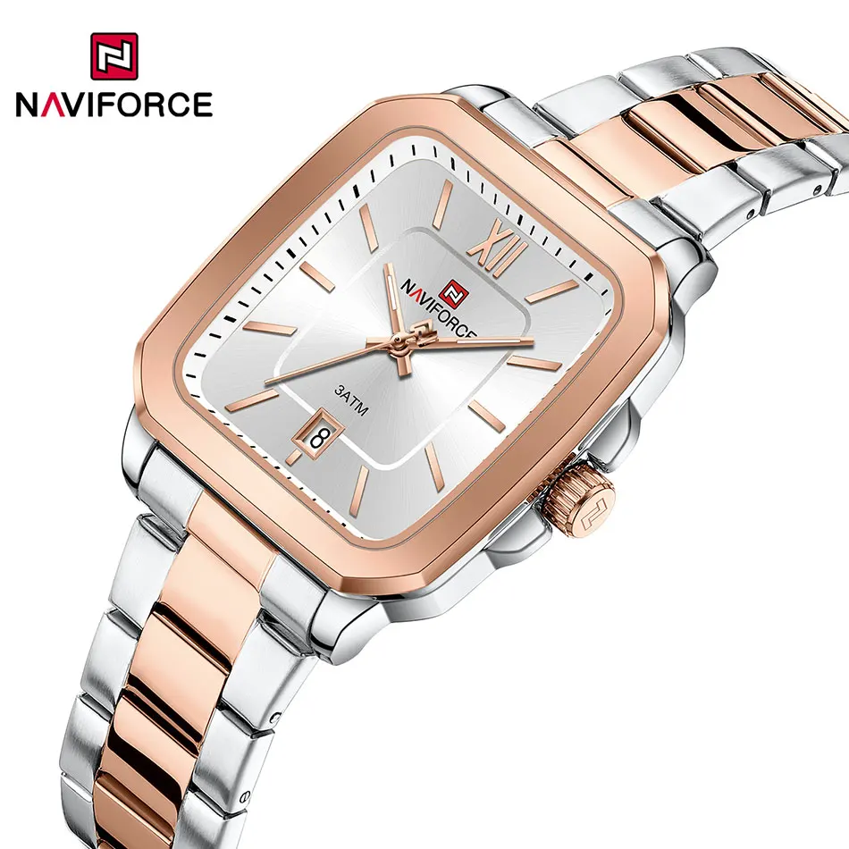 NAVIFORCE คู่นาฬิกาแฟชั่นนาฬิกากันน้ําผู้ชายผู้หญิง Minimalist นาฬิกาข้อมือควอตซ์ของขวัญปฏิทิน