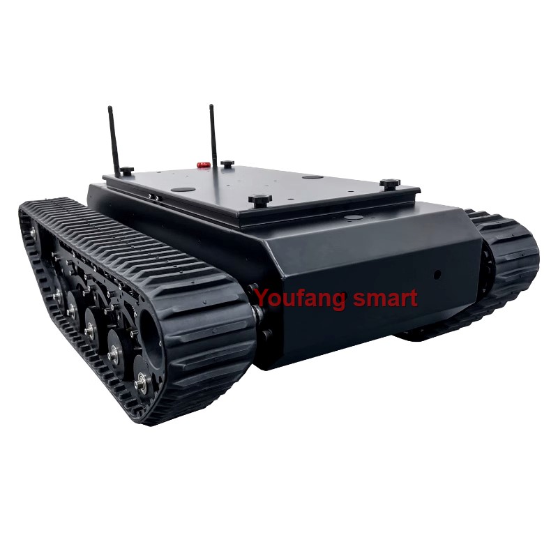 โหลด 50 กก.TR500 RC ถังยางติดตามแชสซี DC มอเตอร์เหล็กคาร์บอน Suspension STM32 ระบบหุ่นยนต์รถสําหรับ RC ถัง FS Handle