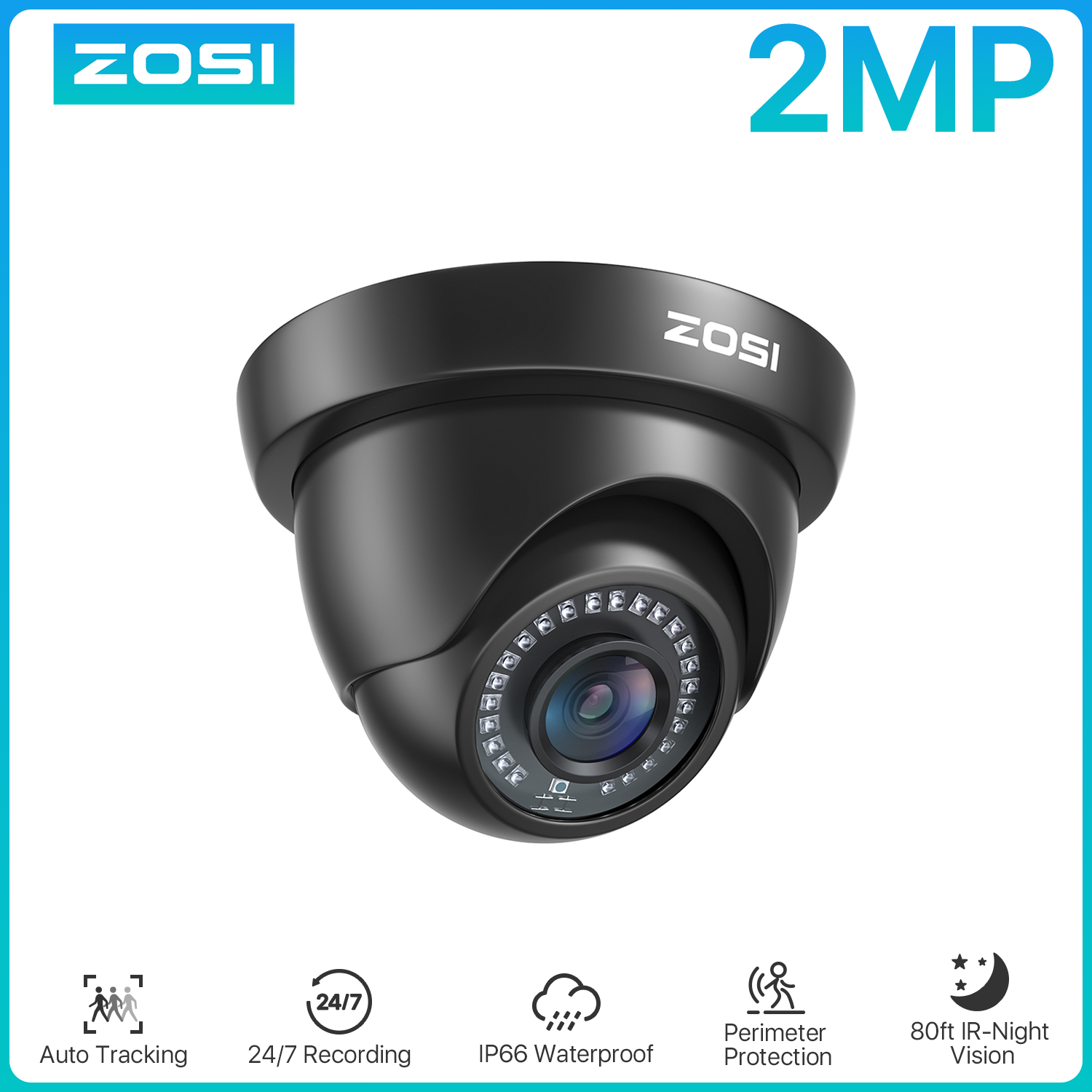 ZOSI 1080p kamera ochrony 80ft noktowizor AHD / TVI / CVI/CVBS wodoodporny do wideo na zewnątrz kamera monitorująca
