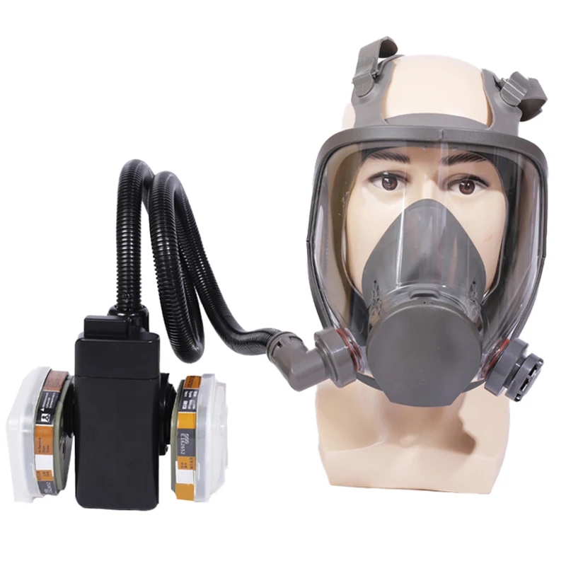 Rechargeable Power Bank 6800 Full Face Gas Respirator Electric Auxiliary Air Supply For Spraying Painting Polish Work Safety