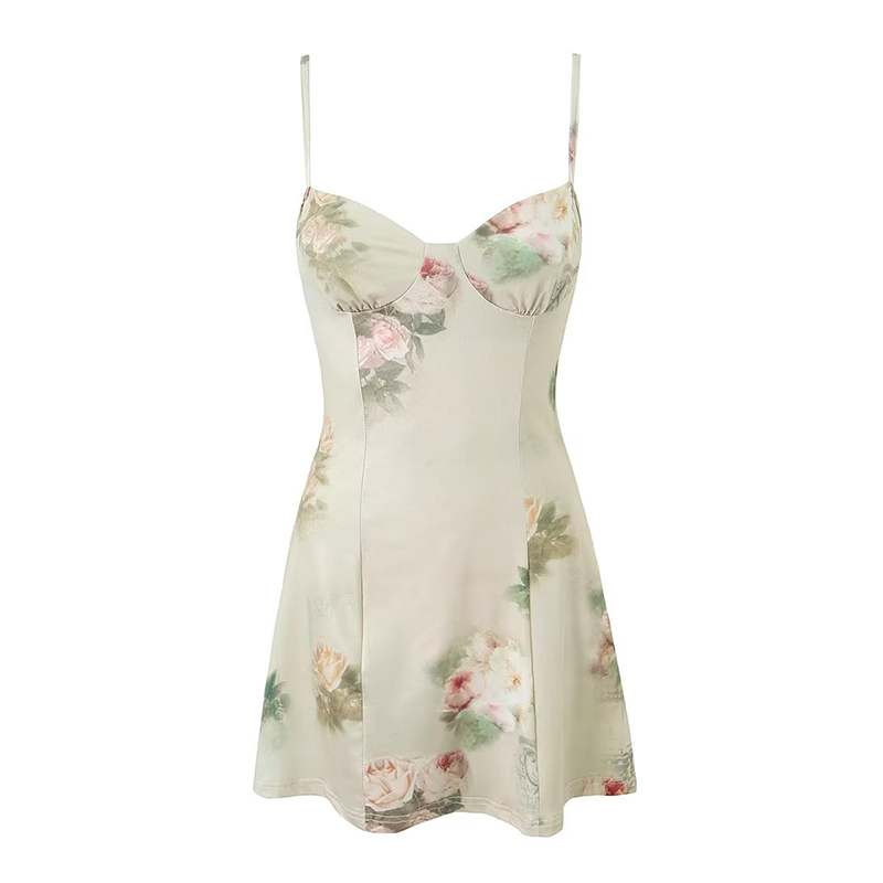 YENKYE estate 2023 donne Vintage stampa floreale maglia alta Stretch Sling Mini abito Sexy Robe