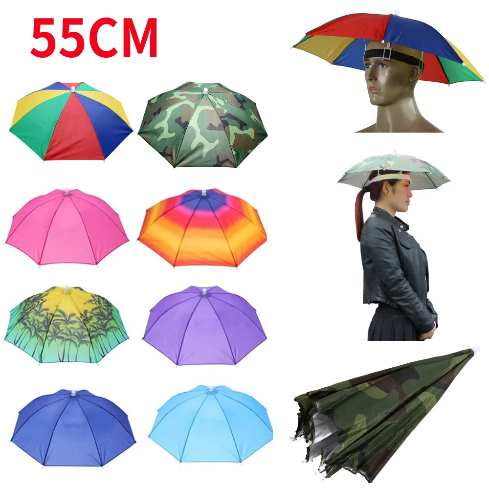Cappello Ombrello Parasole da Pesca Pieghevole Doppio per Attività all'Aperto, Escursionismo, Protezione Solare e Antipioggia