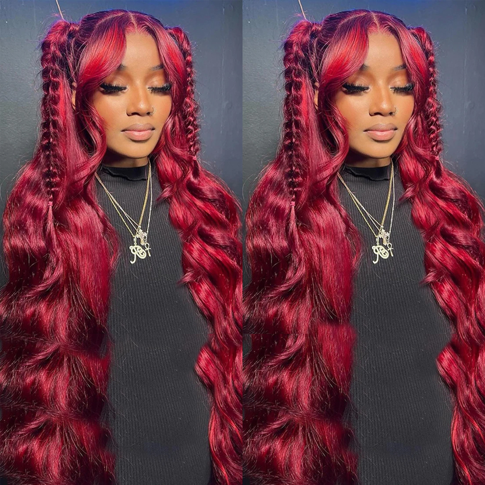 Burgundy 99J Body Wave 13x6 Hd ลูกไม้ด้านหน้าวิกผมลูกไม้ด้านหน้าด้านหน้าสําหรับผู้หญิงบราซิลสีแดง Remy วิกผม