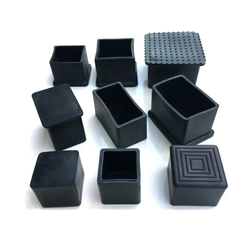 脚用の黒い四角いロッキングキャップ,長方形,ゴム製の足,家具カバー,滑り止めの床プロテクター