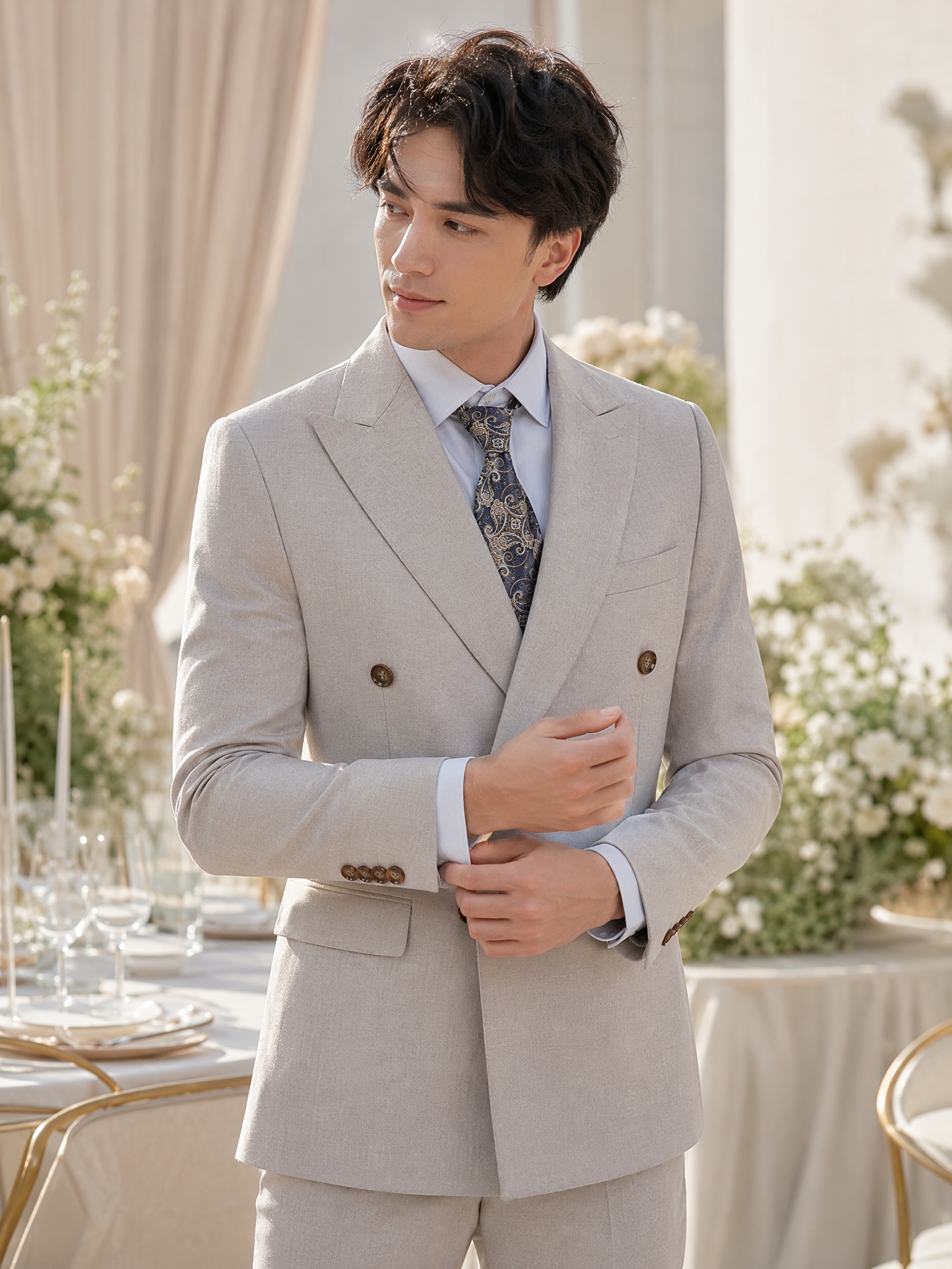 Conjunto de Terno Masculino Elegante de Alta Qualidade ST Cassy, 2 Peças, Traje Moderno para Casamento e Jantar, Terno Estiloso para Escritório