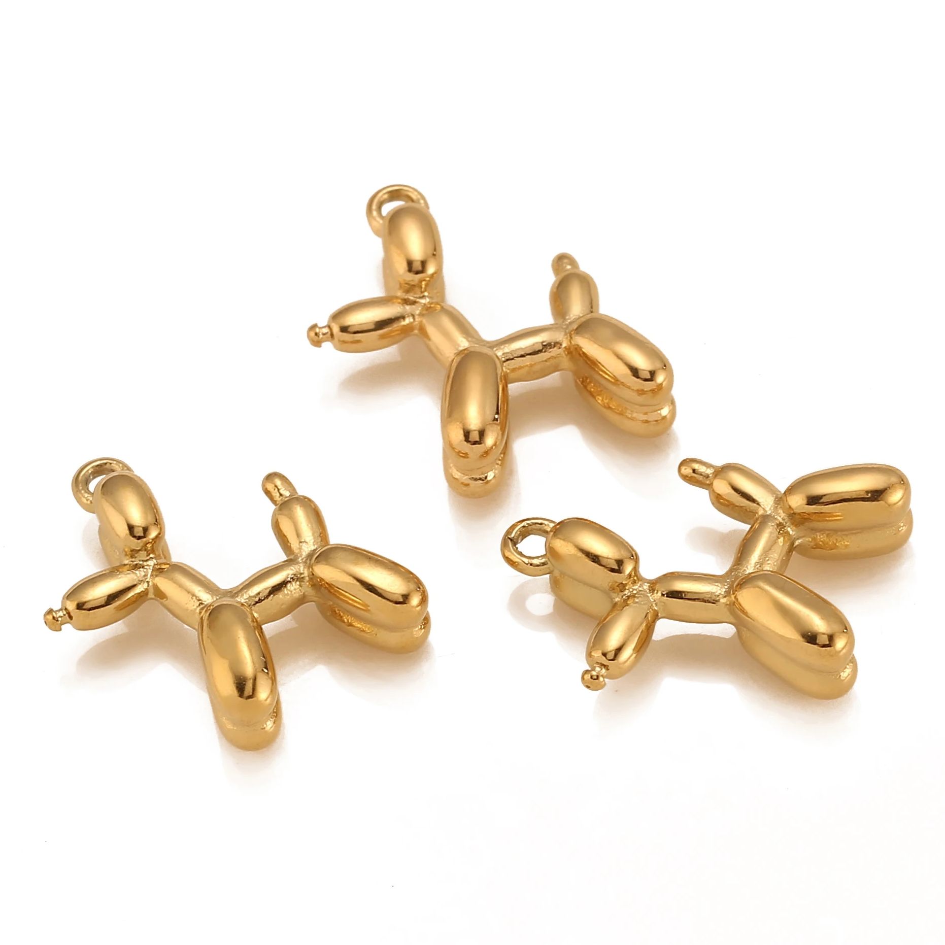 Breloques en forme de chien en forme de ballon poli, 3 pièces/lot, pendentifs de bijoux en acier inoxydable, bricolage de colliers, boucles d'oreilles, fabrication de bracelets