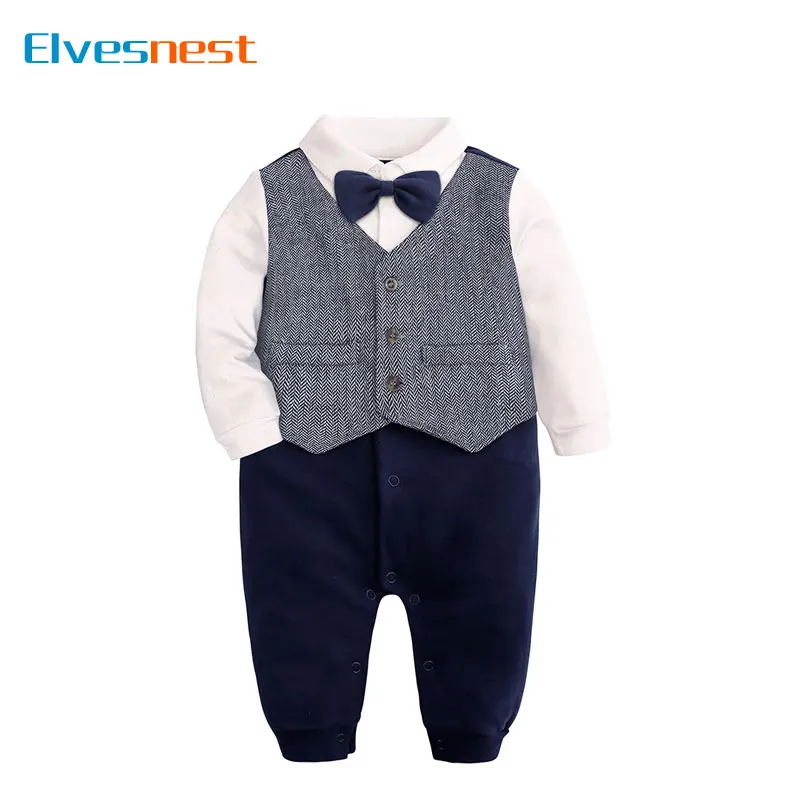 Cavalheiro roupas de bebê recém-nascido meninos macacão de algodão manga longa roupas do bebê menino primavera & outono macacão infantil 0-24 meses