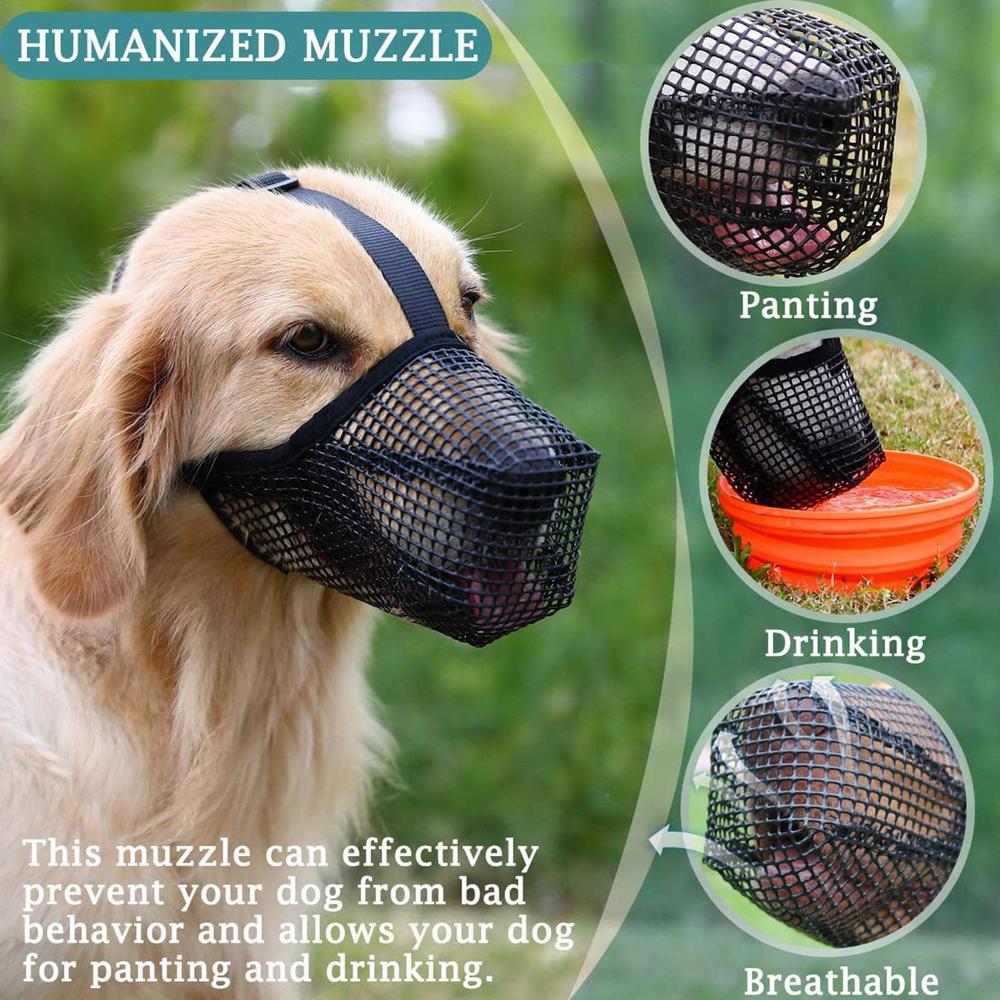 Focinheira para Cães, Focinheira de Malha Macia para Proteção de Iscas com Alças Ajustáveis, Previne Mordidas, Mastigação e Lambidas
