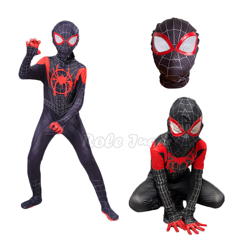 映画マイルモラレススパイダーマンコスプレ衣装鉄衣装赤黒スパイダーマンアニメコスプレ少年少女スーツ Vestidos デ · フィエスタ