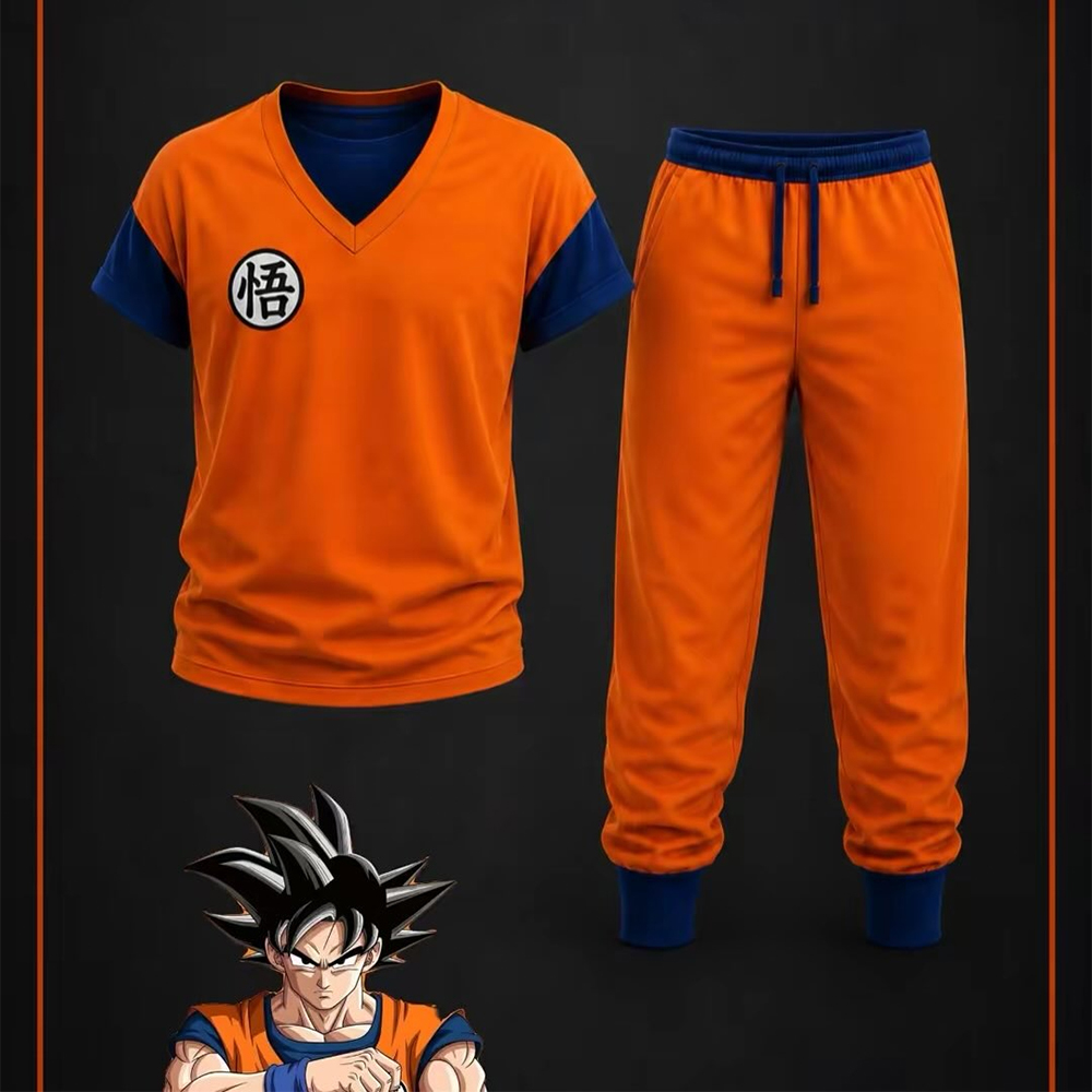 New Dragon Ball Son Goku Cosplay 3D T-Shirt And Pants Set Men And Women Casual Sports Set, Oversized Quick Drying Training Set