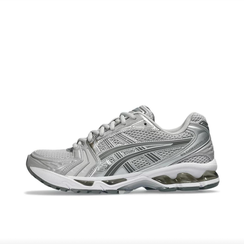 Asics Gel-Kayano 14, мужские и женские противоскользящие кроссовки с круглым носком на шнуровке, спортивные кроссовки унисекс, серебряный порошок