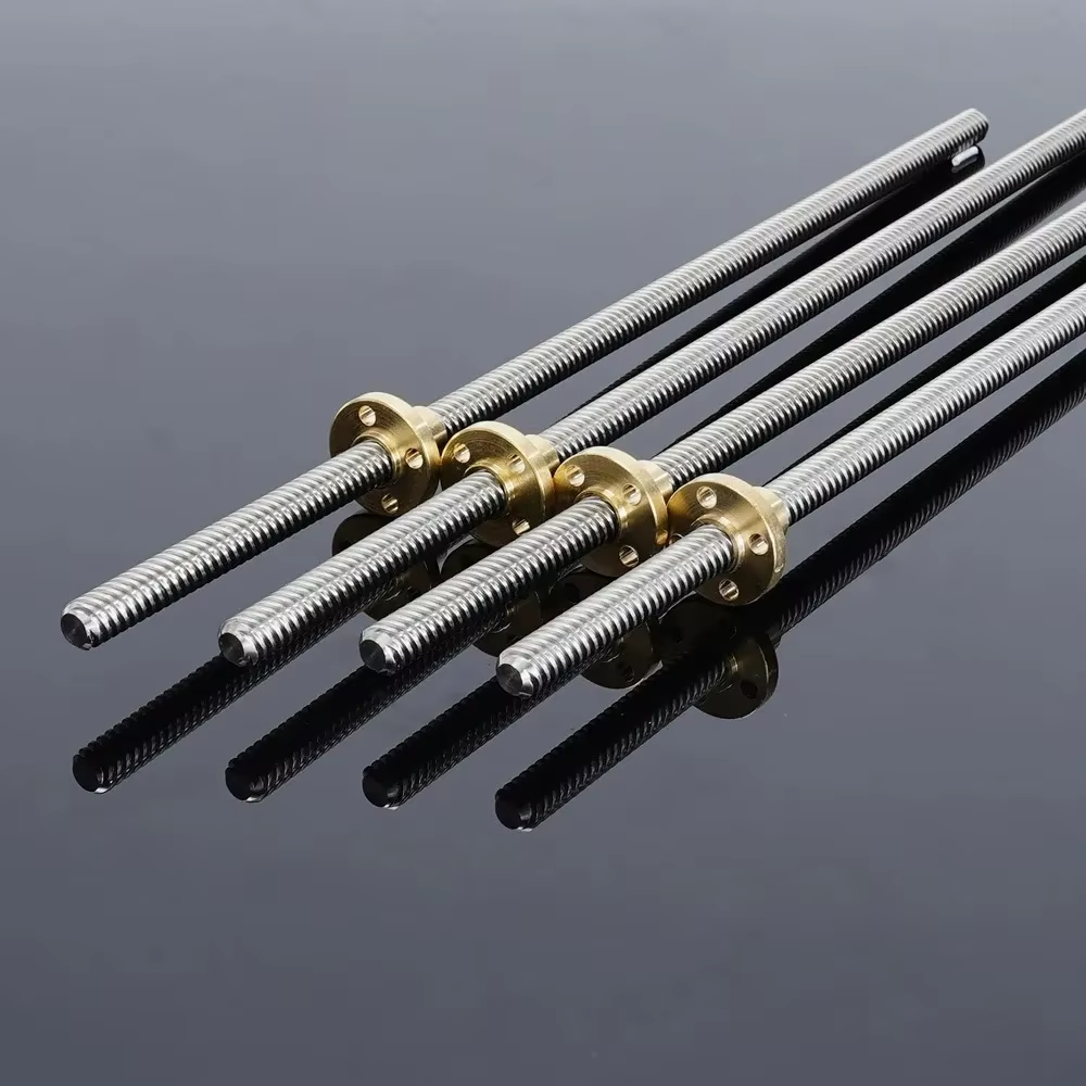 T8 Lead Screw With nut OD 8mm Lead 2mm Pitch 2mm 100mm/200mm/300mm/400mm/500mm Lead Screw With Brass Nut Reprap 3D Printer Parts
