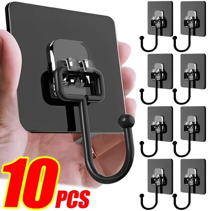 Ganchos Autoadesivos Rotativos à Prova d'Água, Suporte Adesivo Forte para Armazenamento em Parede ou Porta, Organizador de Cozinha e Banheiro