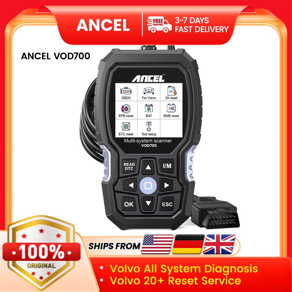 ANCEL VOD700 OBD2 เครื่องสแกนเนอร์เครื่องมือวินิจฉัยรถยนต์ Full ระบบเครื่องสแกนเนอร์สําหรับ Volvo สนับสนุน ABS ไอเสีย/หัวฉีด/น้ํามันฟังก์ชั่นรีเซ็ต