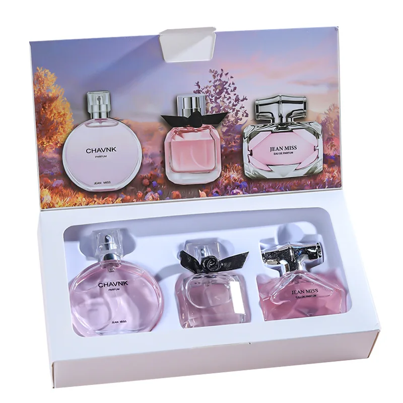 90ml (30ml x 3 peças) caixa de presente eau de parfum feminino spray fresco luz perfume floral frutado chypre notas conjunto de perfume feminino de longa duração