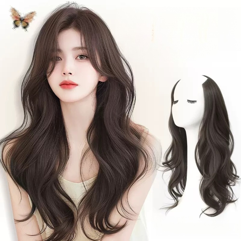 วิกผมสังเคราะห์ทรงยาวหยิกแบบไร้รอยต่อ รูปทรงตัววี เพิ่มวอลลุ่ม ดูหนา ฟู ระดับไฮเอนด์ แบบชิ้นเดียว