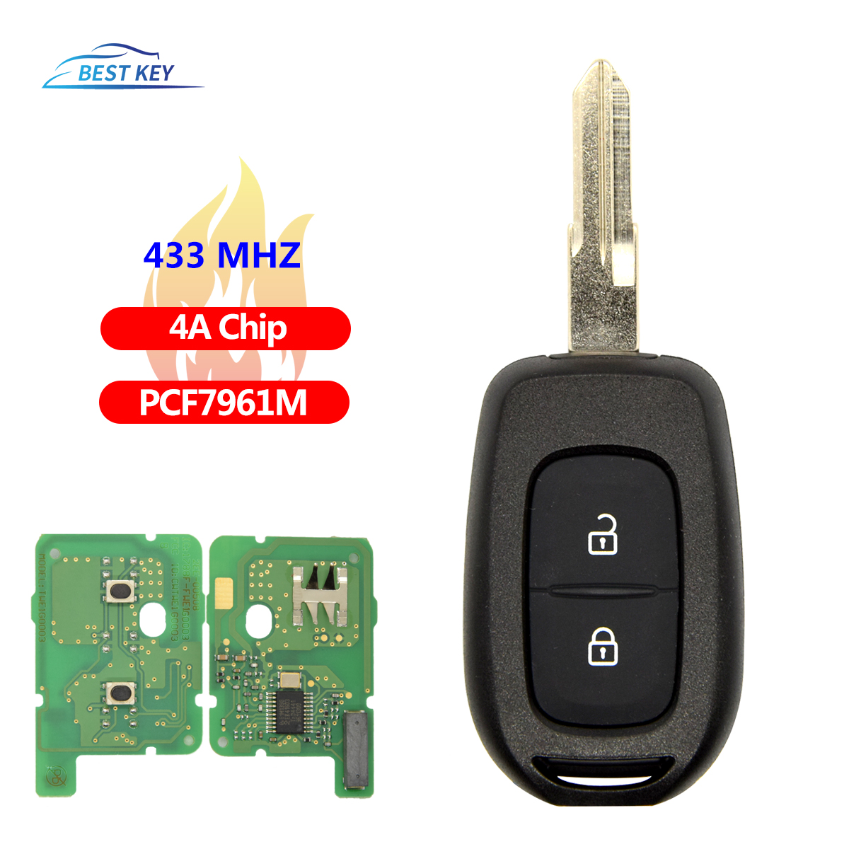 Kunci Remote Control Mobil Kunci Terbaik untuk Renault Duster Sandero Dacia Logan Lodgy Dokker Trafic Clio4 4 Acip 433MHz dengan VAC102