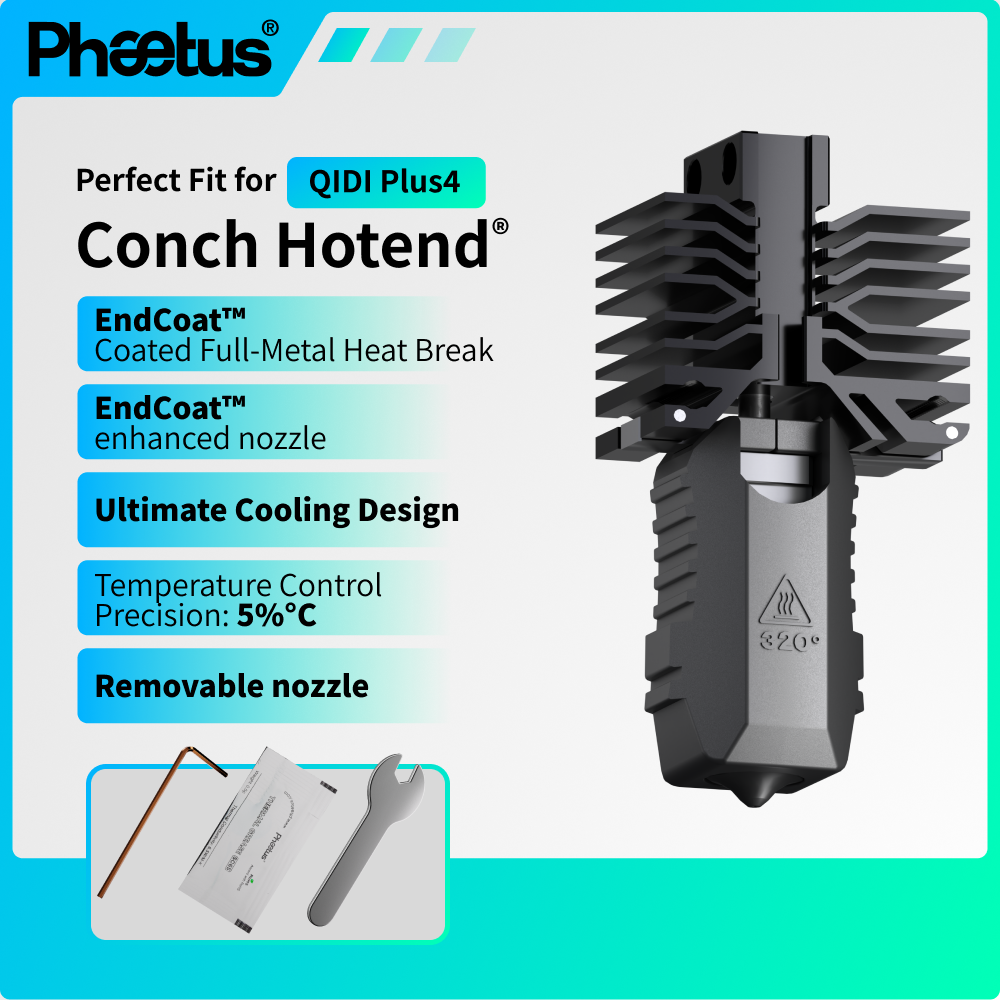 Phaetus M6 Hotend para impressora 3D QIDI Plus 4 Conch Hotend de alta qualidade com bico Endcoat 0,2 0,4 0,6 0,8 mm para impressora 3D QIDI