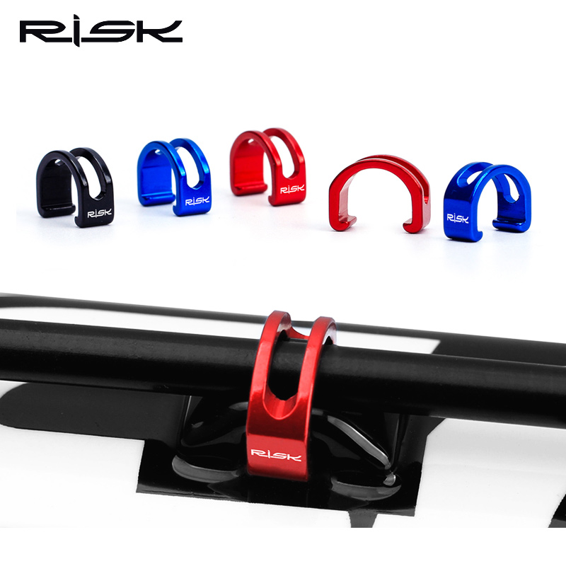 RISK 5PCS Klamry rowerowe typu C ze stopu aluminium do rowerów szosowych MTB Hamulec tarczowy Linka do ramy Organizer Klips do rur